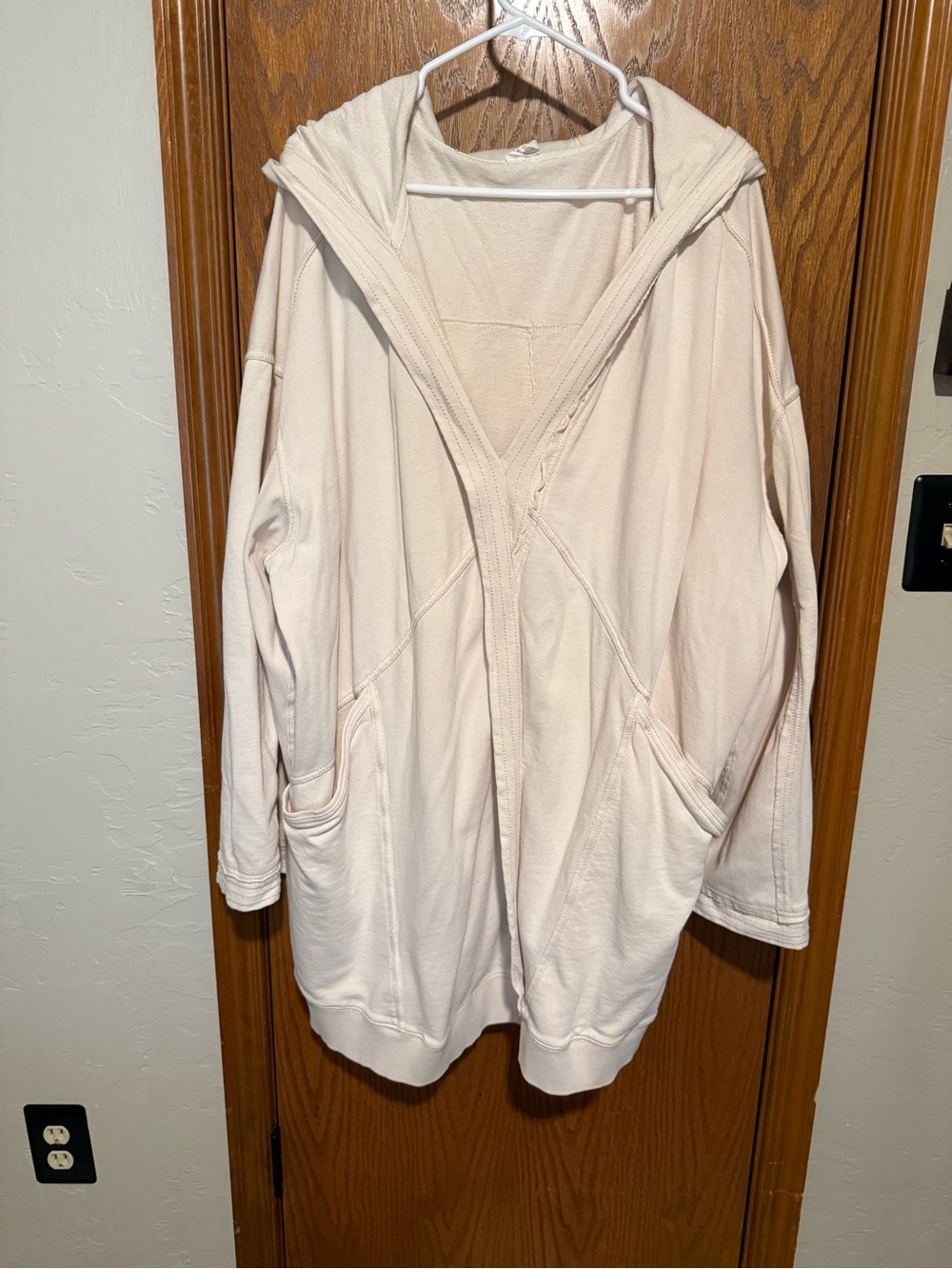 Anthropologie , Daily Practice Soft Ivory Hooded Sweatshirt Jacket